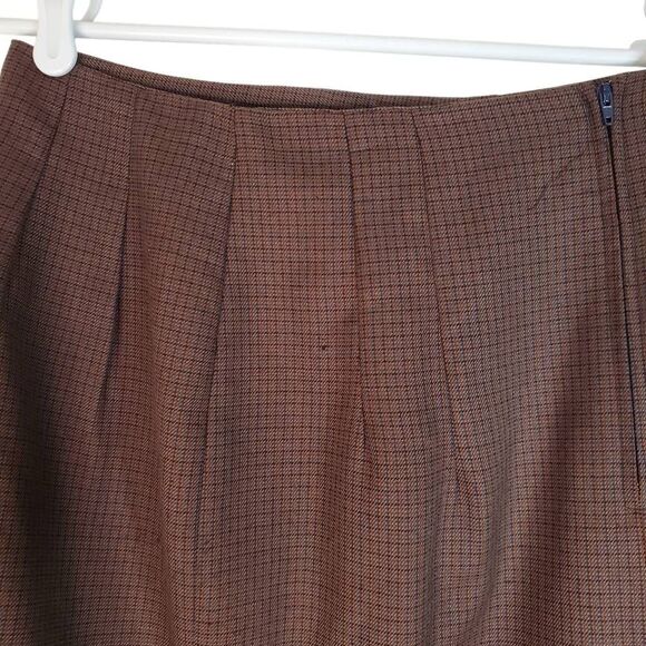 Inclinations Micro Houndstooth Pleated Back Zip Pencil Skirt Brown Tan Size 10 - Picture 5 of 12